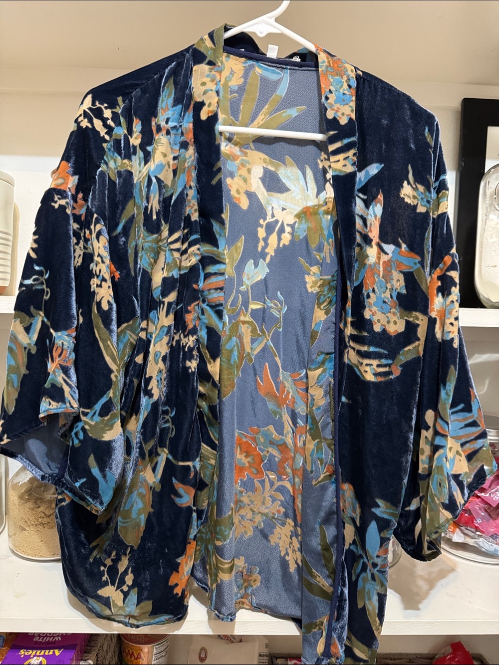 Kimono style velvet sheer cover up